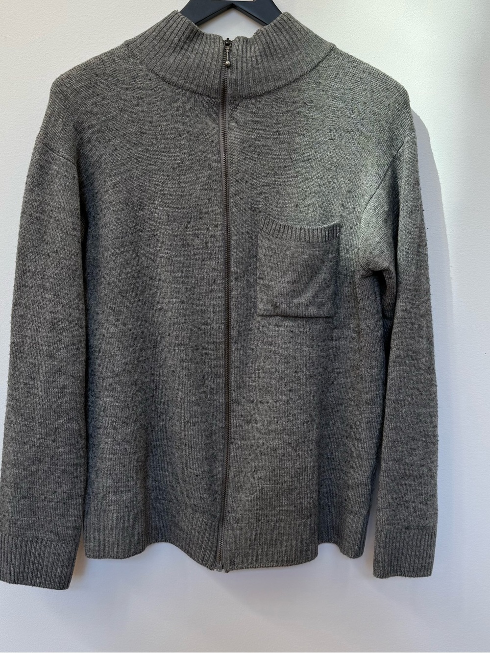 Vintage John Smedley Gray Merino Wool Zip-Up Sweater